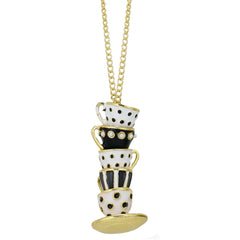 Teacup Stack Necklace: Black and White