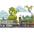 Whimsical cart by Selena Wang for TeaHaus, featuring giant dinosaurs enjoying TeaHaus tea in the Kerrytown District.
