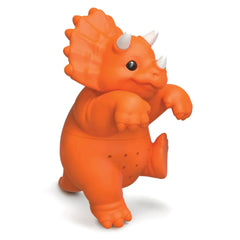 An orange triceratops infuser