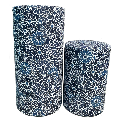 Japanese Washi Paper Tins: Blue Floral