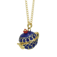 Blue Teapot Locket Necklace