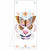 White tea towel with a colorful butterfly and flower design.