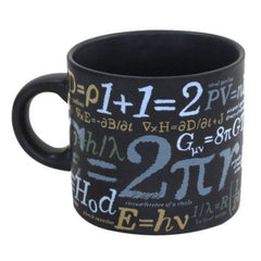 Black mug with math formulas.
