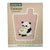 Display box featuring a pink beverage bag with an embroidered panda holding a bun,.