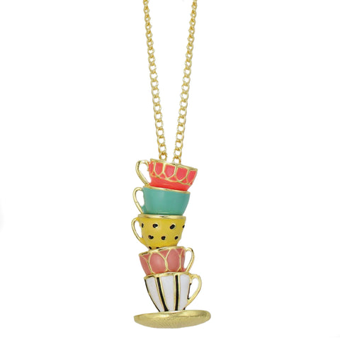 Teacup Stack Necklace: Pastels