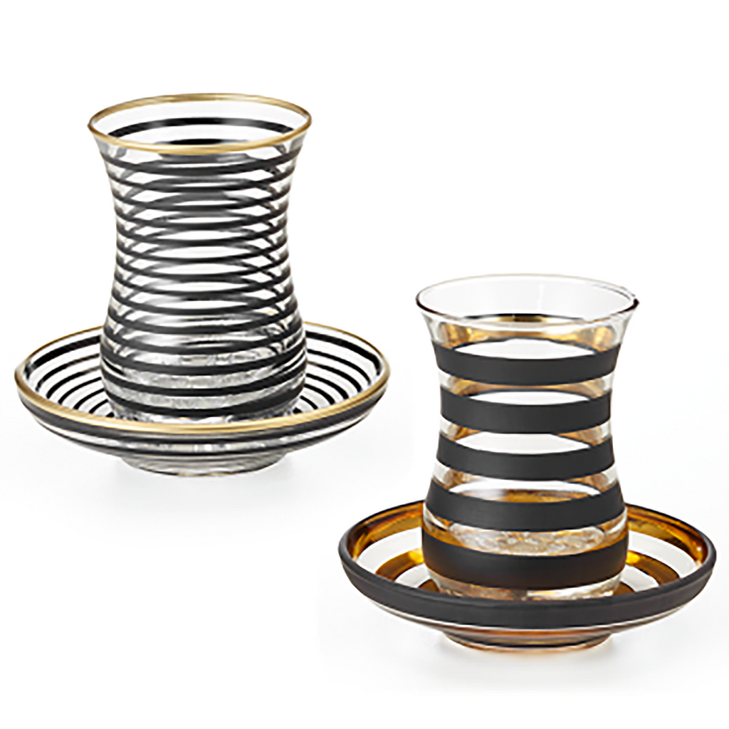 Tulip Hollow Metal Glass Turkish Tea Cups