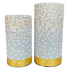 Japanese Washi Paper Tins: Gold & White Flowers